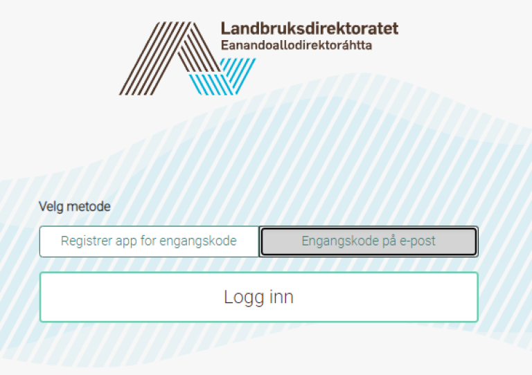 Velg metode ved å klikke på "Engangskode på e-post" og klikk så på "Logg inn".