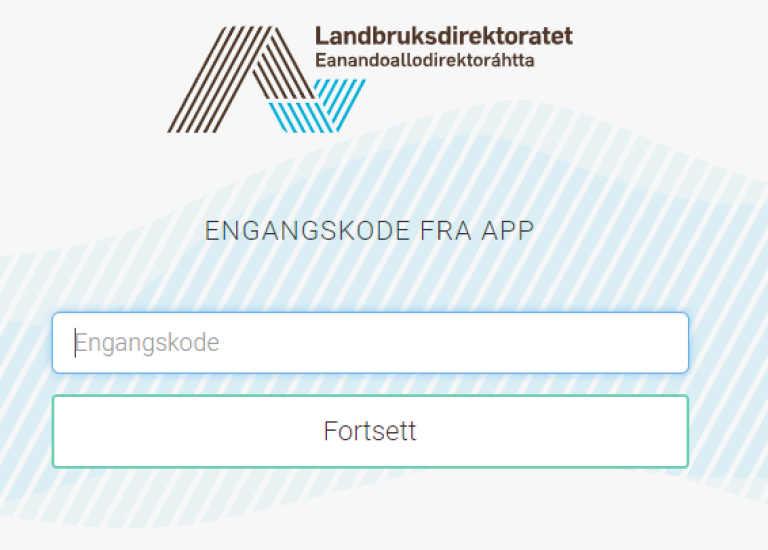 Angi engangskode fra app og velg «Fortsett» for å fullføre registreringen.