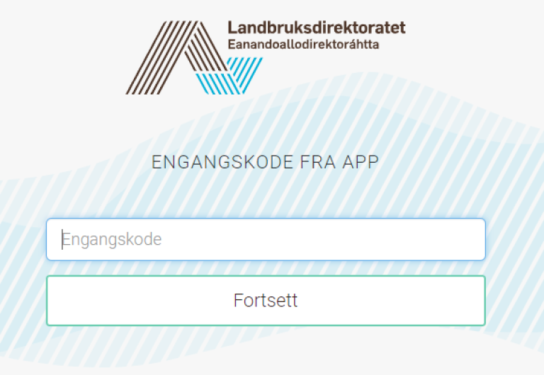 Angi engangskode fra app, og velg "Fortsett".