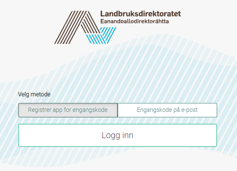 Velg metode for autentisering: Klikk på "registrer app" eller "engangskode på e-post".