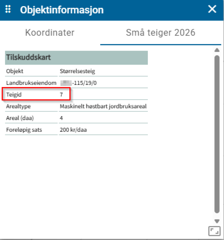 Bilde viser objektinformasjon