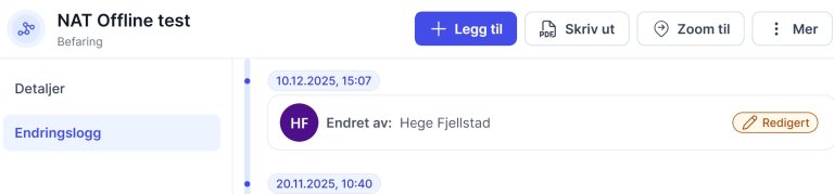 Meny med tittel "NAT Offline test".